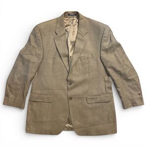 Vintage Chaps by Ralph Lauren Silk Wool Linen Brown Blazer 42 Made In Canada